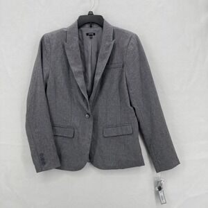 APT 9 Blazer Womens 14 Gray One Button Career Stretch Suit Jacket Office Vented